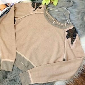 Free people crop beaded thermal sweater